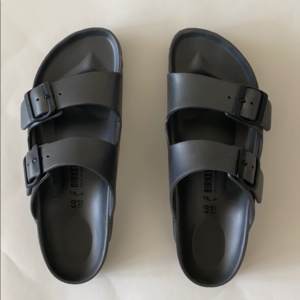 Birkenstock Two-Strap Slide Sandals in Black